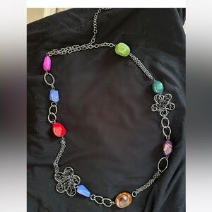 Chico’s Bohemian Silver necklace with beads